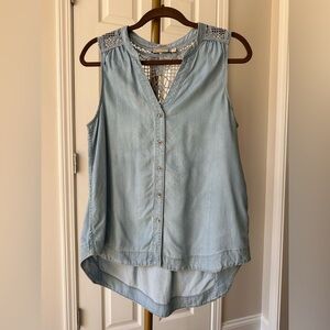 Anthropologie x Holding Horses Chambray Shirt with Crochet Back